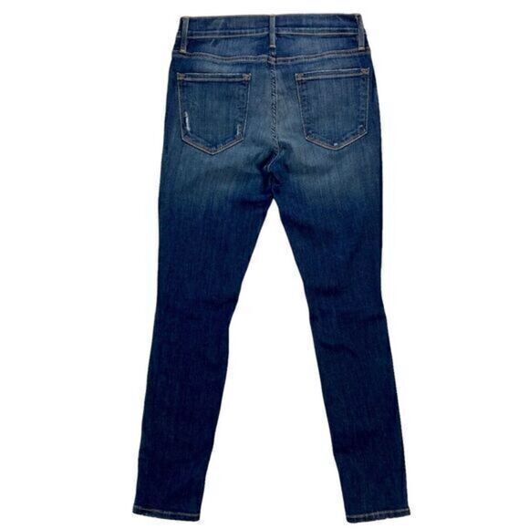 Frame Distressed Skinny Jeans Womens 27 Blue Dark Wash Casualwear Everyday Denim - Picture 6 of 15